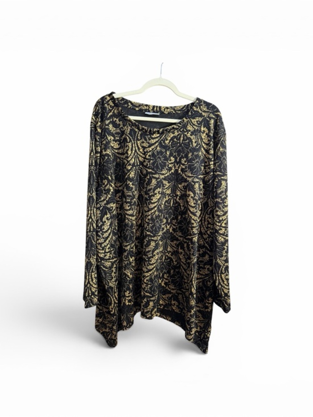 Catherines Black and Gold Damask Long Sleeve Tunic